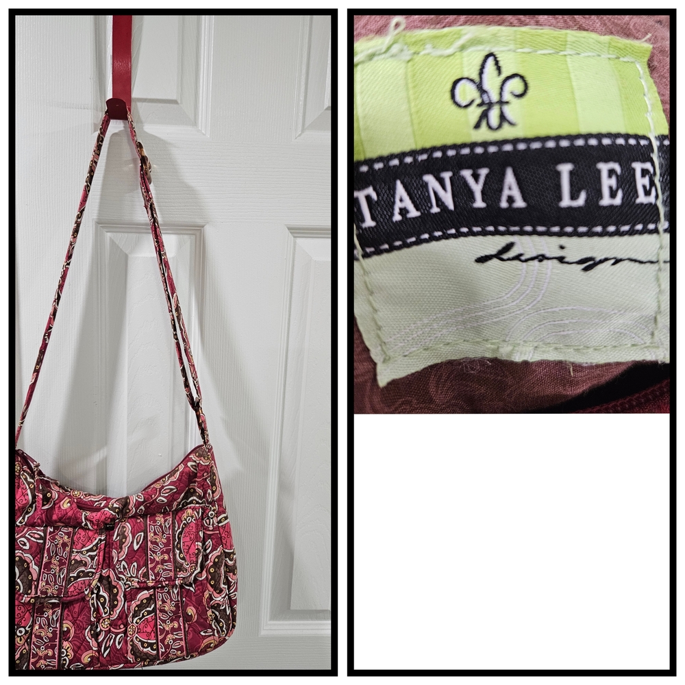 Pink ,Burgundy, and Brown Floral Shoulder Bag